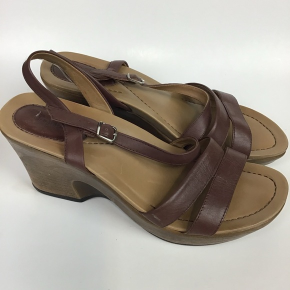 Dansko Strappy Slingback Wedge Platform Sandals EUR 40 Brown  Leather Nicolette - Picture 3 of 7